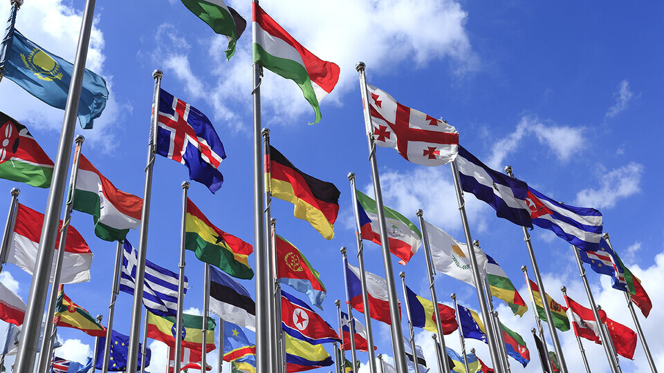 International flags; links to news story