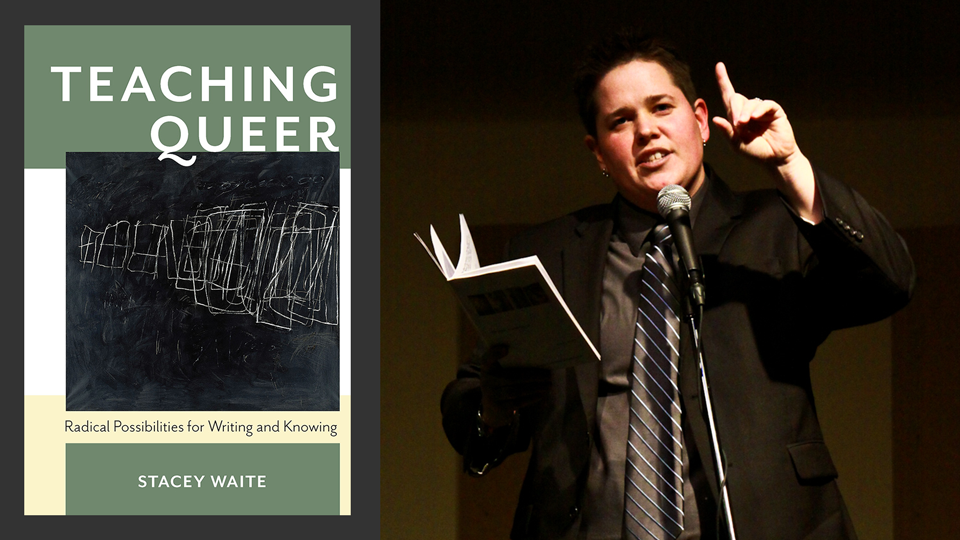 Stacey Waite and the cover of TEACHING QUEER; links to news story