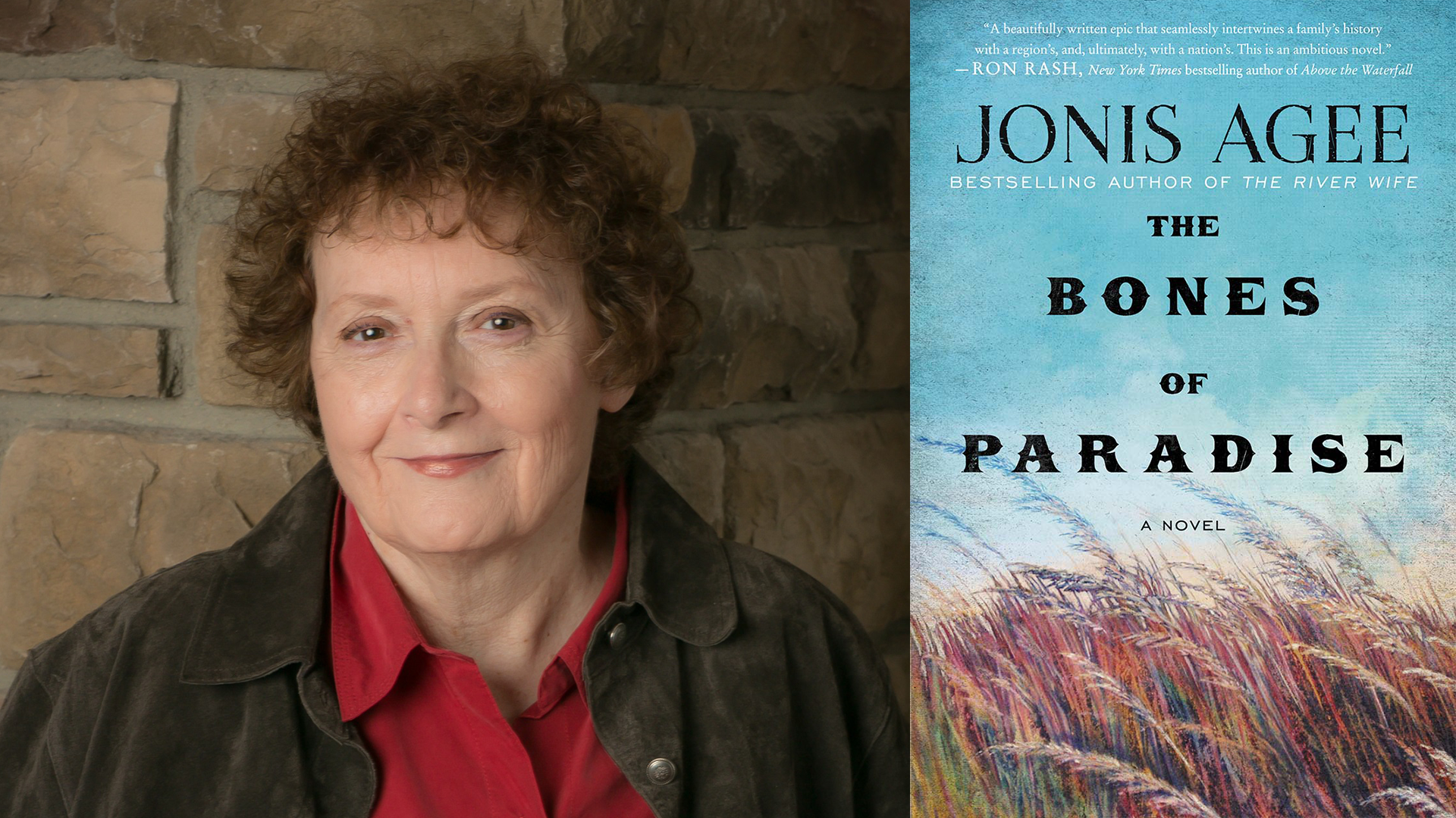 Jonis Agee and the cover of THE BONES OF PARADISE; links to news story