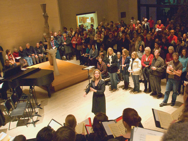 University Choir performing in the Sheldon Museum of Art