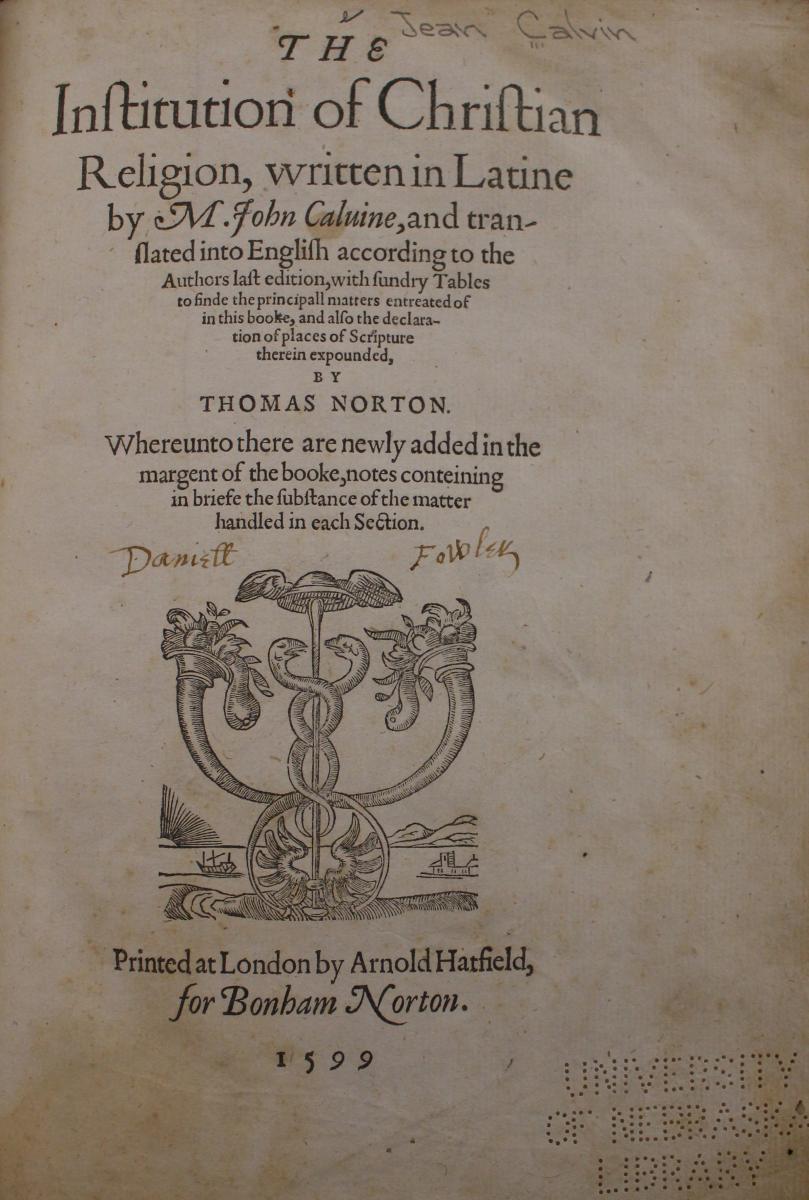 Photo of Calvin's title page