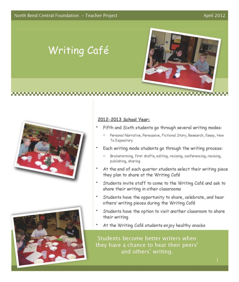Writing Cafe flyer