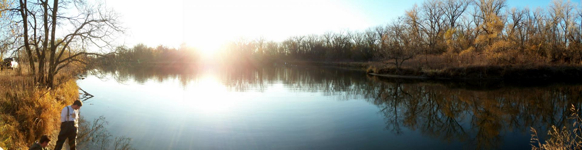 Peaceful sunset on a backwaters area of the Platte River near Ashland, Nebraska during during the fall of 2011