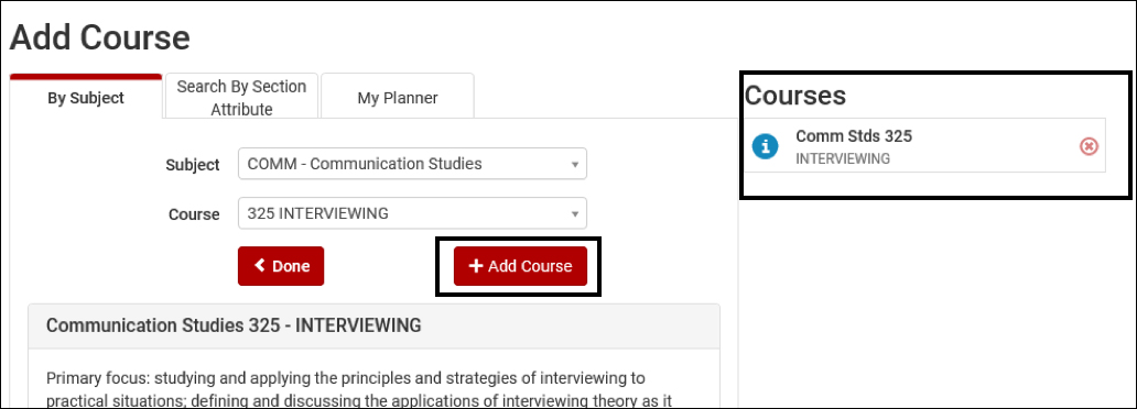 add courses button and courses column