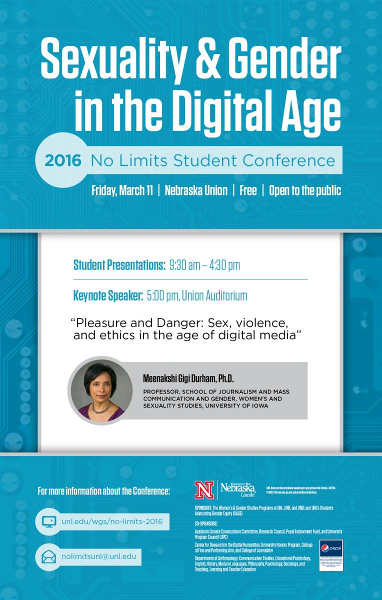 Sexuality and Gender in the Digital Age, No Limits Student Conference Flyer