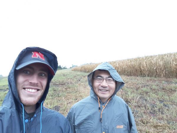 September, 2016. Ming Guo and Mike Meier, in Nebraska fields harvesting corn rhizobiome samples.