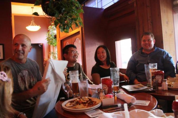 July, 2012. Emerson Crabill (far right) celebrates.