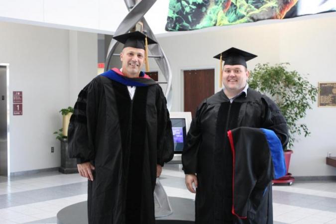 August, 2012. Jim Alfano (left) and Emerson Crabill (right) before graduation ceremony.