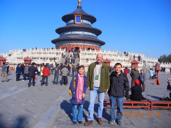 Ming, Jim, and Xiaojuan Zhang at the Temple of Heaven, Beijing, China in November 2011.
