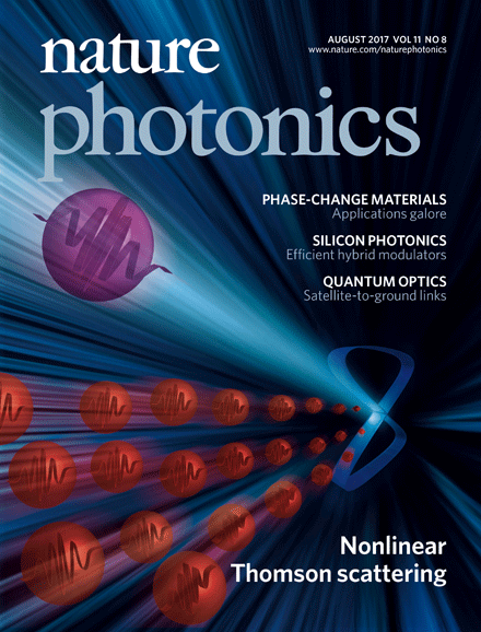 Yan et al., "High-order multiphoton Thomson scattering," featured on the cover of  Nature Photonics 11 (8) (2017).