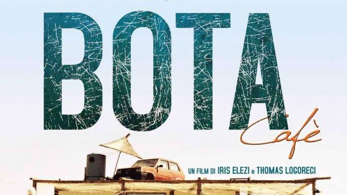 Excerpt from movie poster for BOTA Café, a film by Iris Elezi and Thomas Logoreci; links to news story