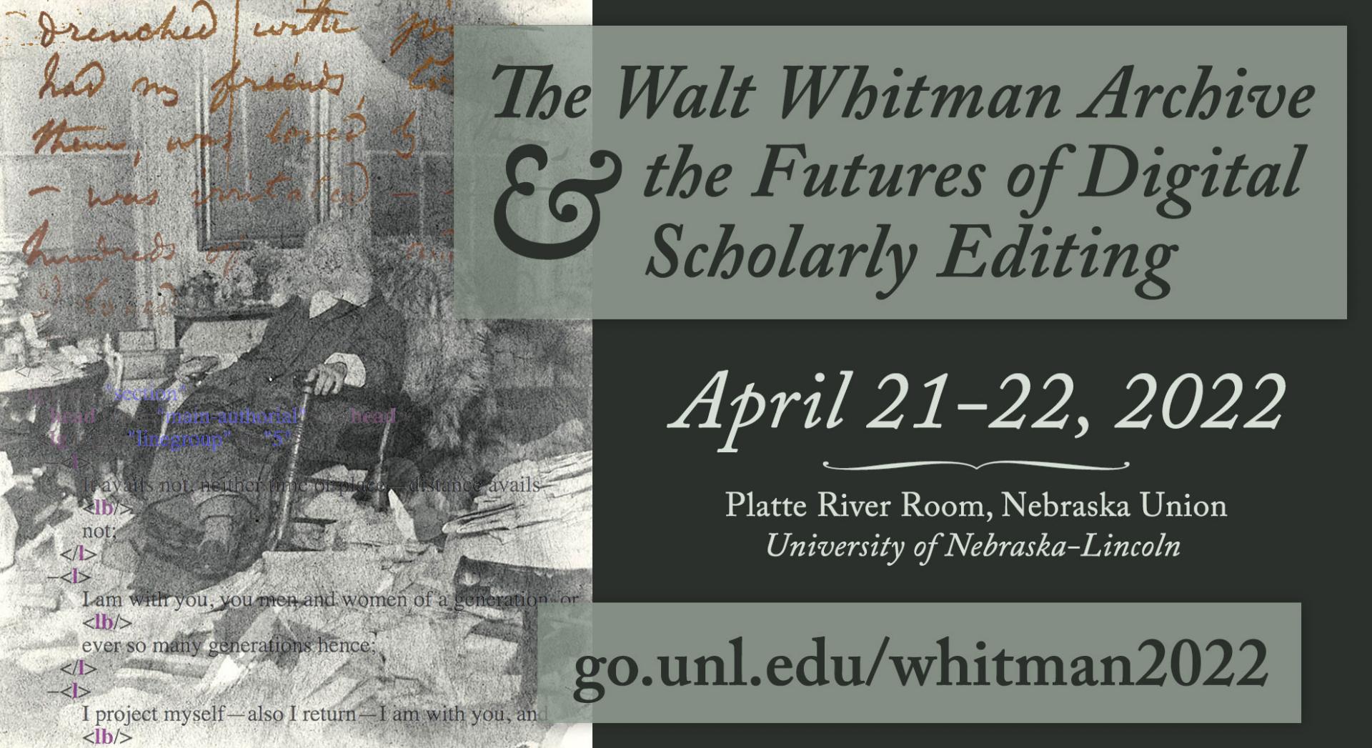 Promotional image for 2022 Walt Whitman Archive symposium - details below