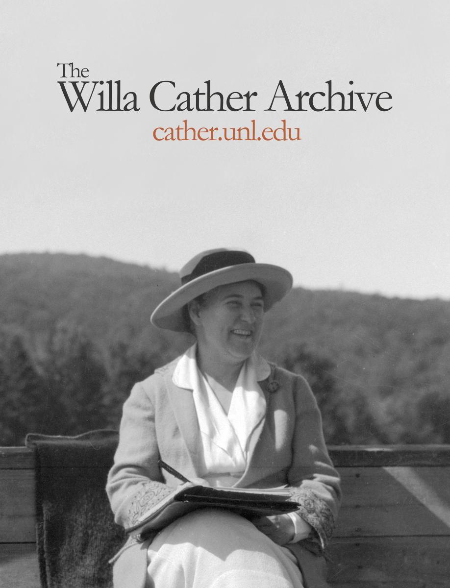 Willa Cather Archive logo with photo of Cather