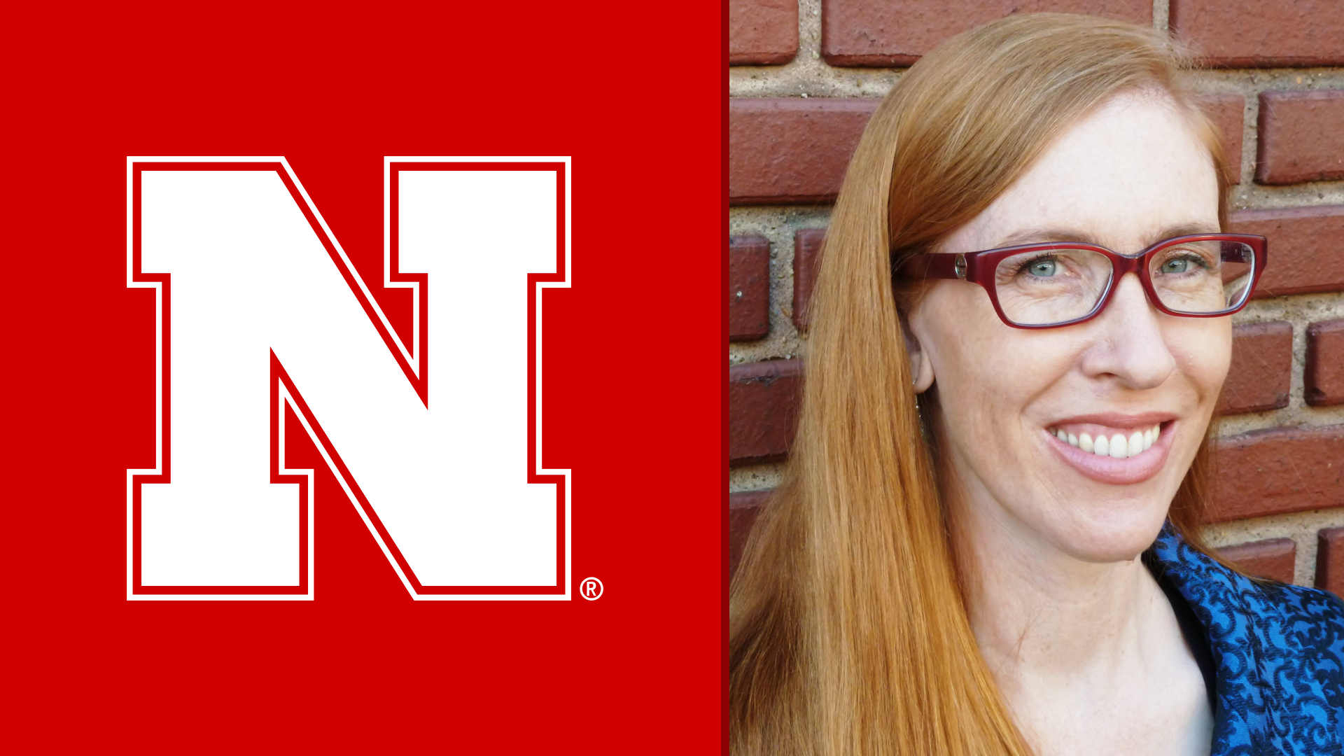 Julia Schleck and Nebraska N logo; links to news story