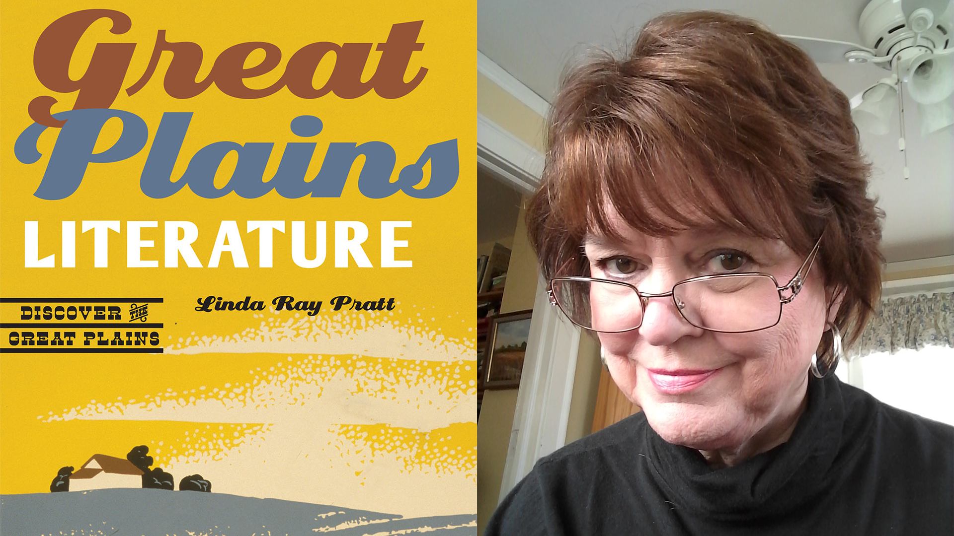 Linda Pratt and the cover of GREAT PLAINS LITERATURE; links to news story