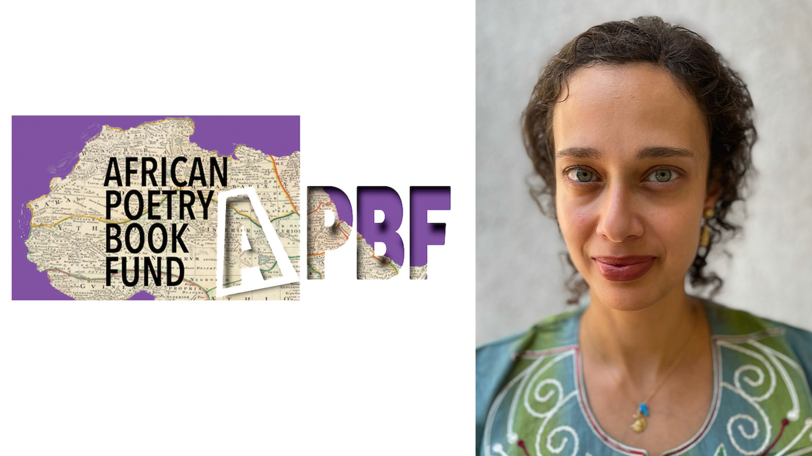Sherry Shenoda and the African Poetry Book Fund logo; links to news story