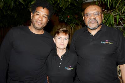 Co-founder of the Calabash International Literary Festival - from left to right, Colin Channer, Justine Henzell, and Kwame Dawes.; links to news story