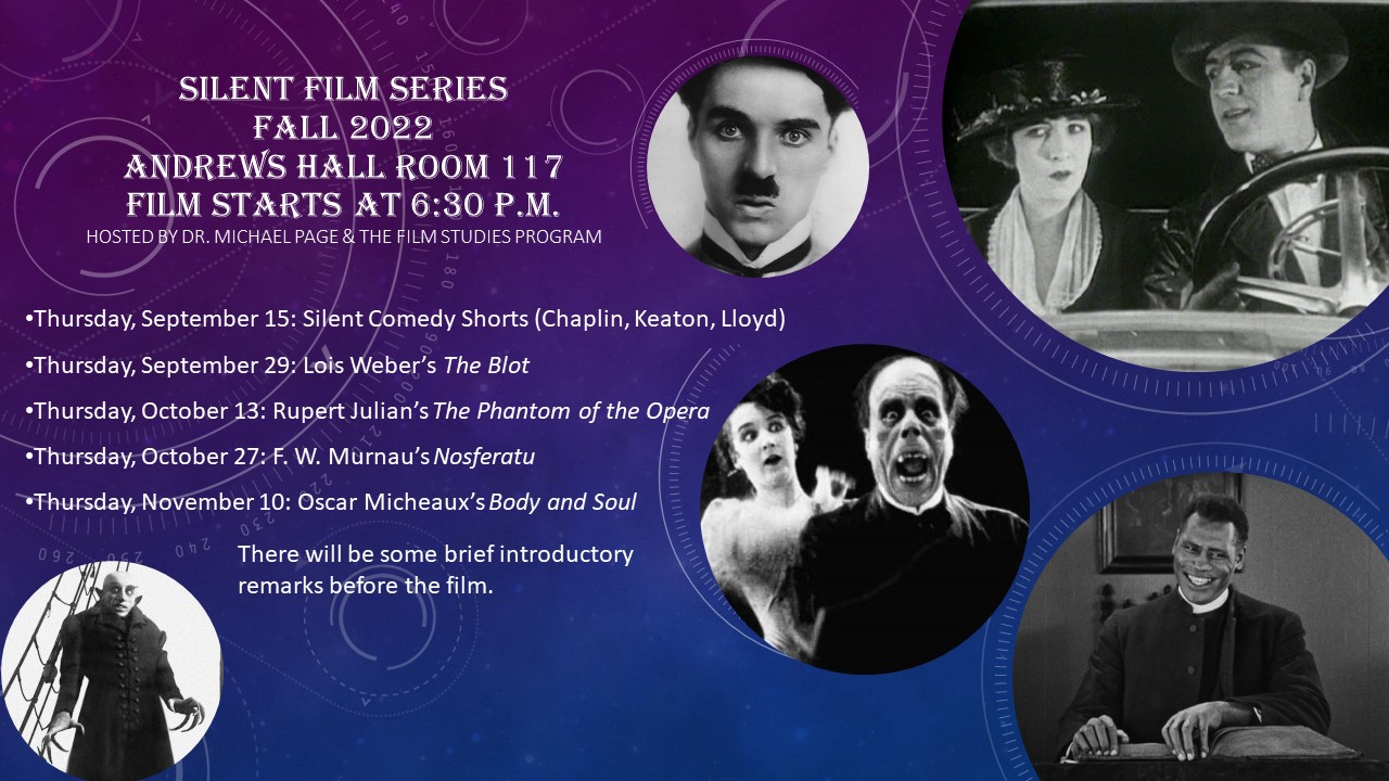 Poster for Silent Film Series - details in story; links to news story