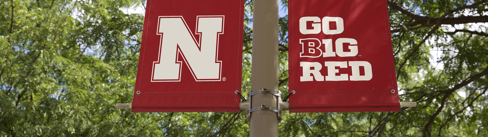 Red banner with Nebraska N