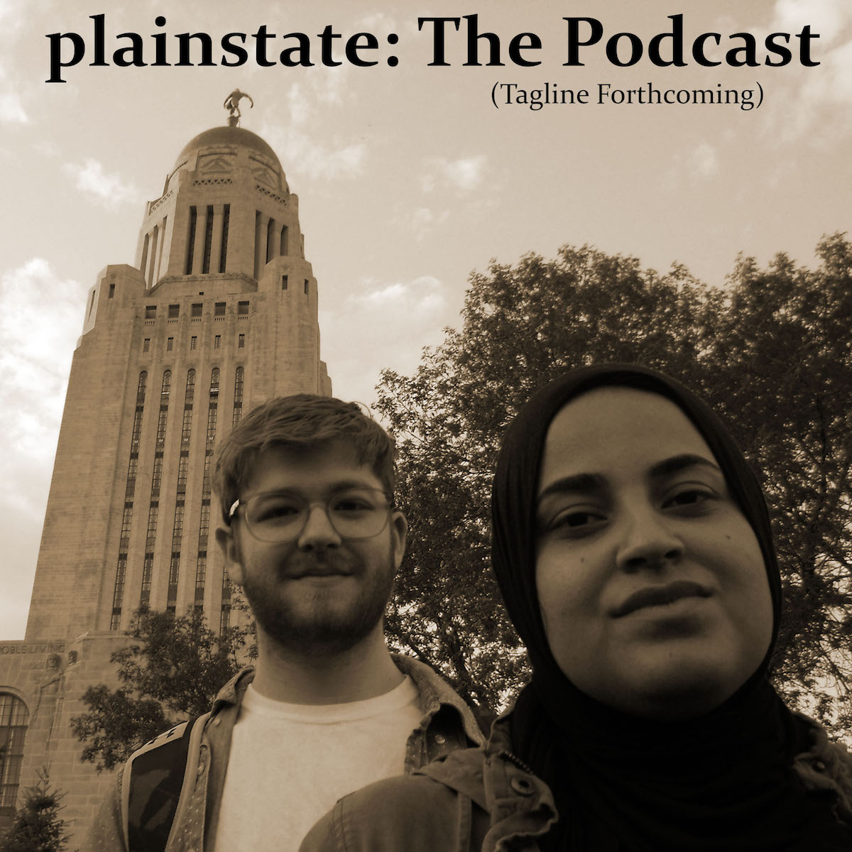 Plainstate logo - two students with the state capitol building in the background