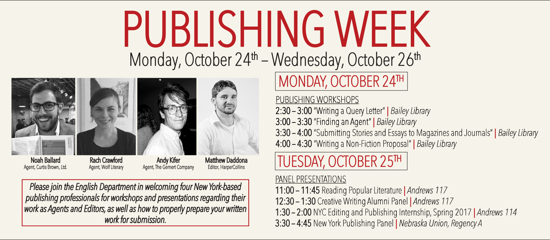 Poster for Publishing Week - info below