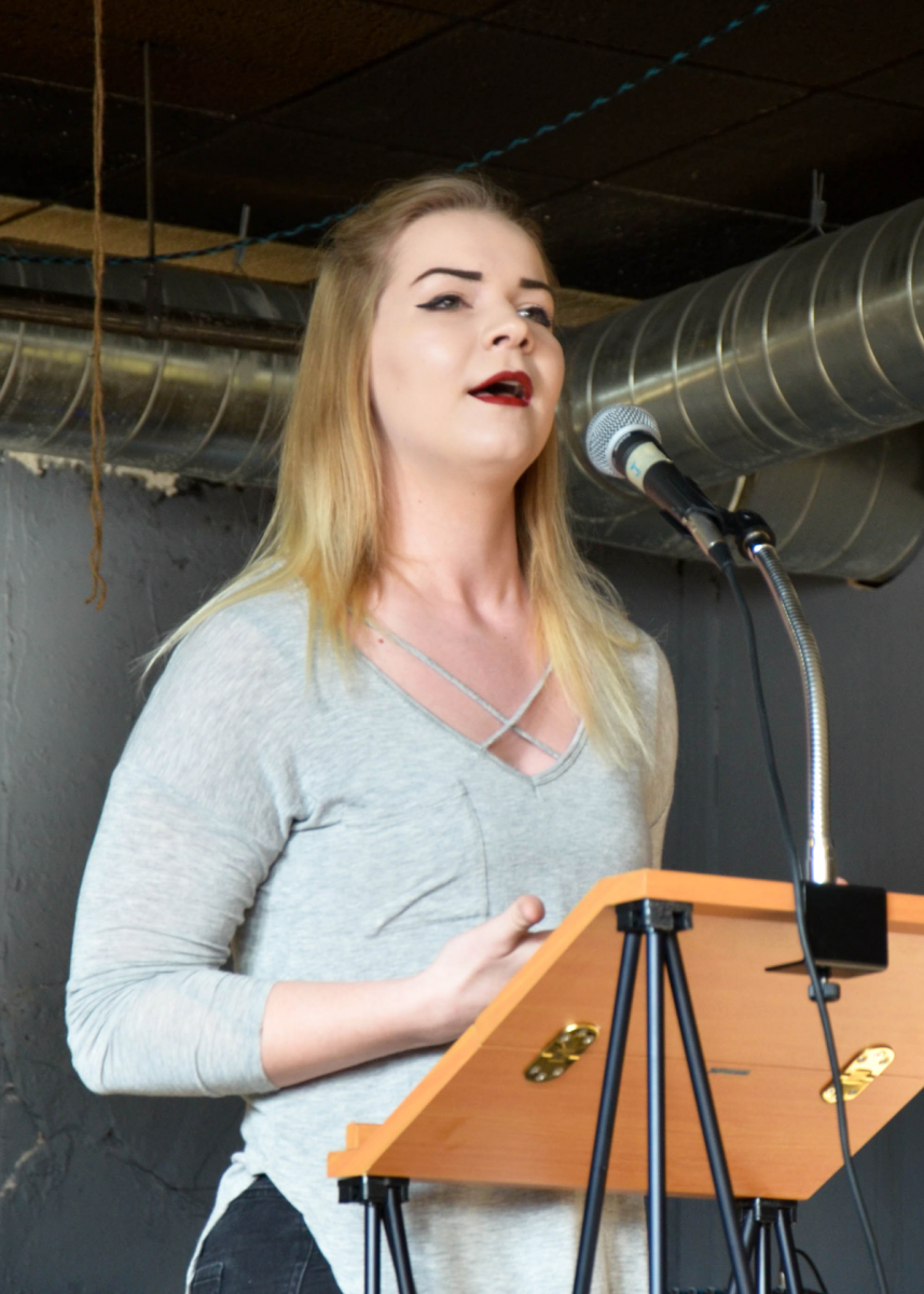 Reagan Myers performing at a community event in Lincoln, Nebraska