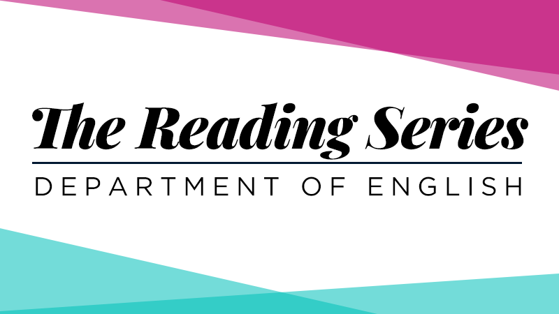 The Reading Series - Department of English typography with pink and teal accents