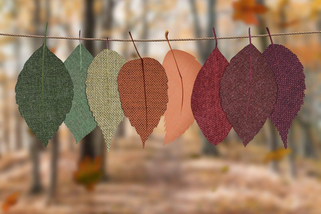 Fabric leaves on a string