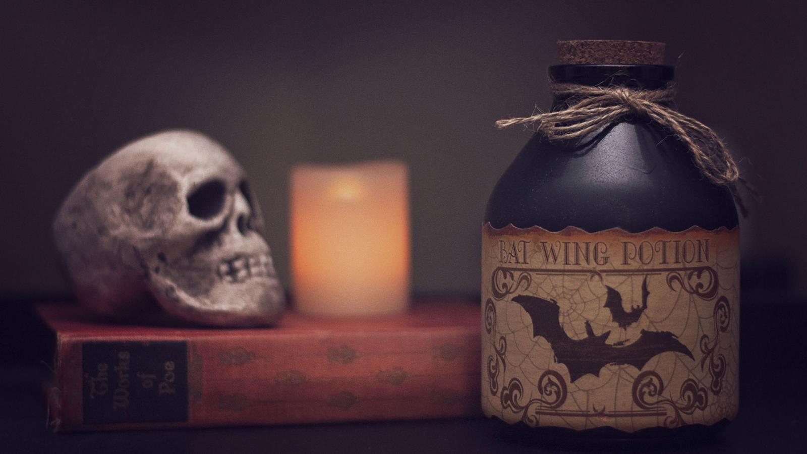 Skull and potion bottle