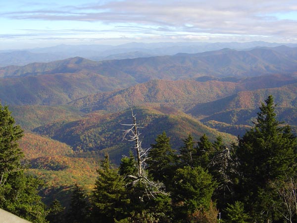 The view from Mt Sterling in the Smokey Mountains in October