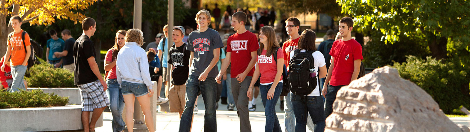 Students at fountain