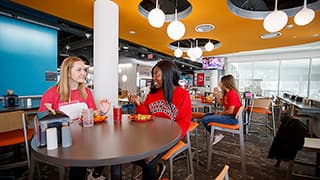 Students eat together in the Cather Dining Center.