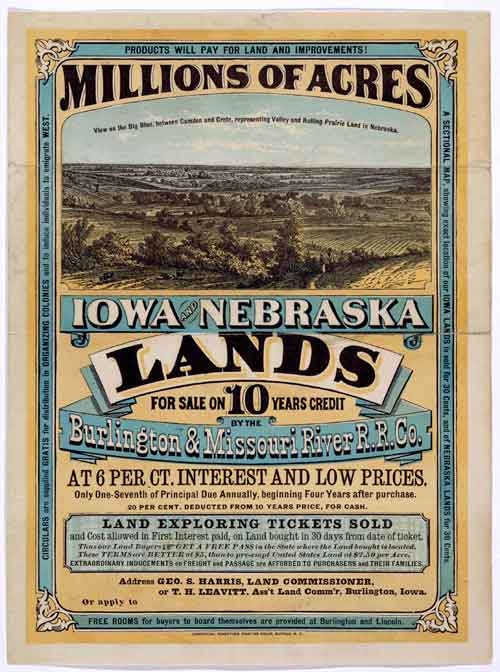 Old poster advertising homestead land