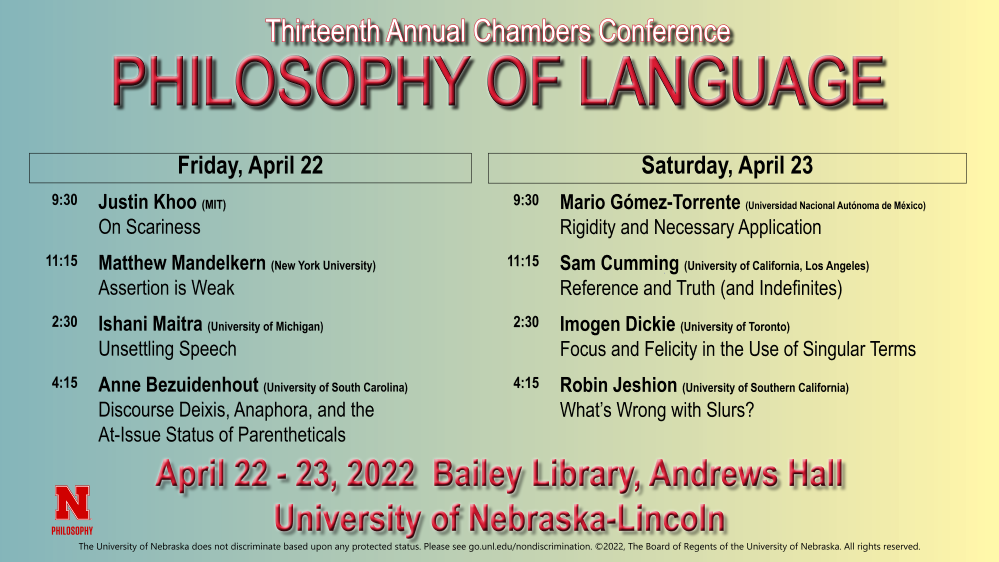 13th Annual Chambers Conference - "Philosophy of Language"
