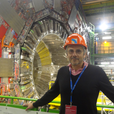 Department Chair Dan Claes with Large Hadron Collider