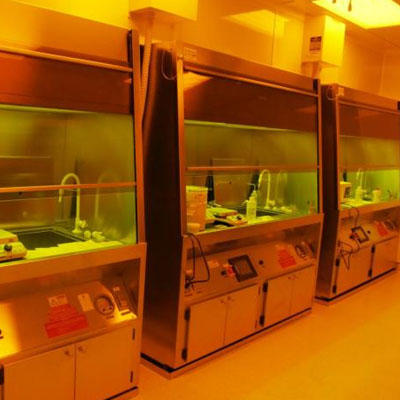 Fume hoods in a laboratory