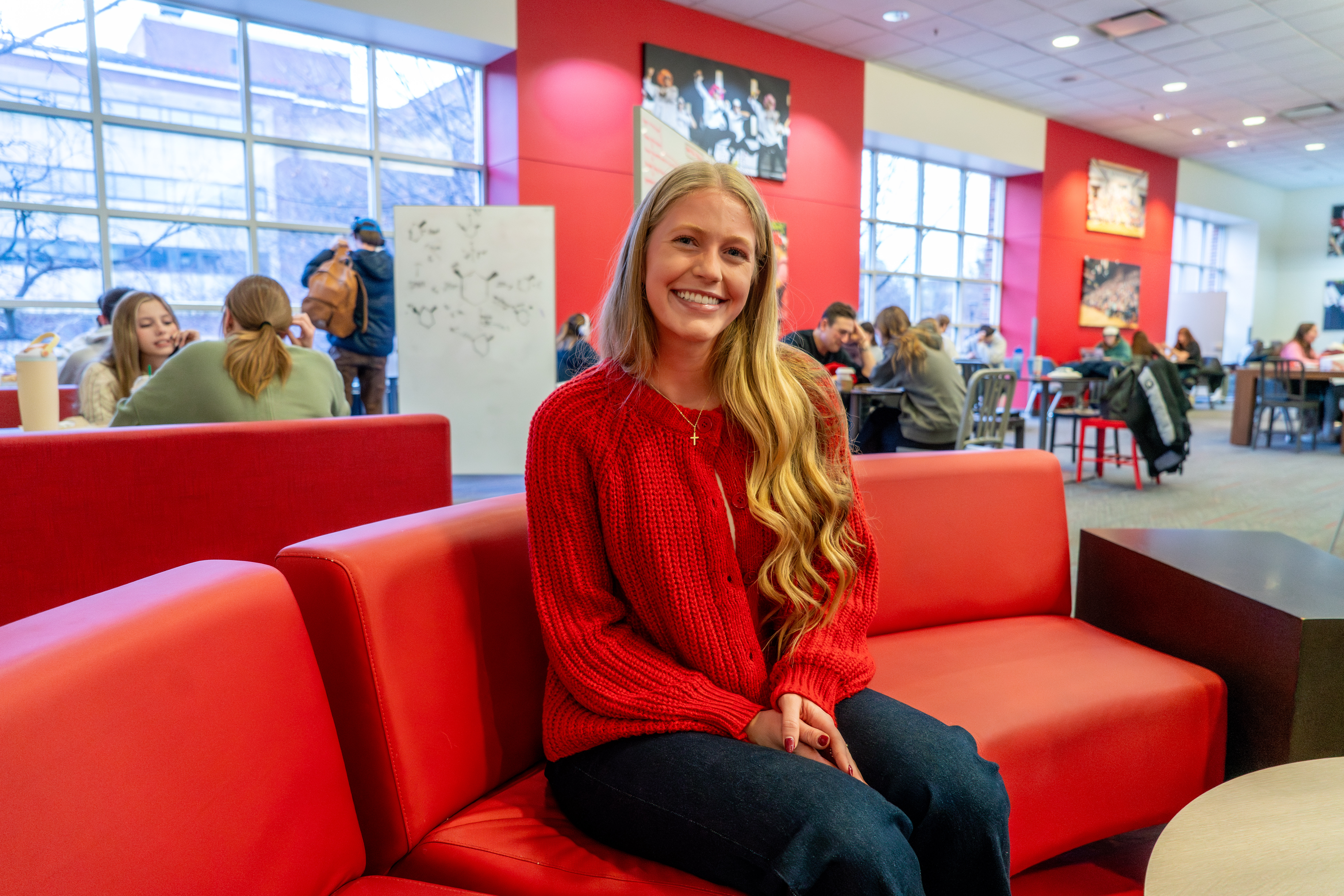 Eleanor Cok in the Nebraska Union. 
