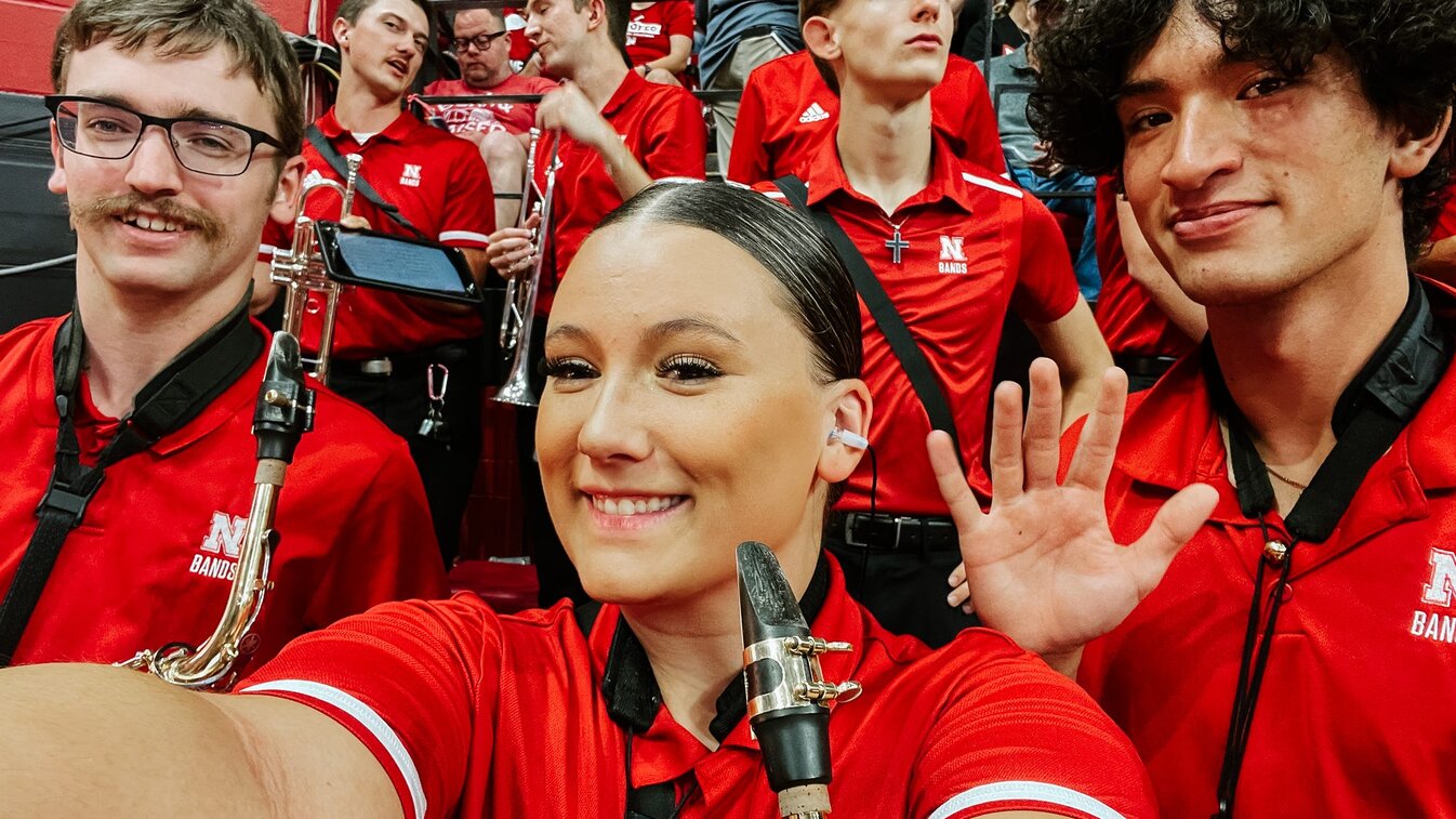 Anissa and fellow Big Red Express members smile for a selfie