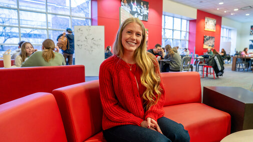 Eleanor Cok in the Nebraska Union. 