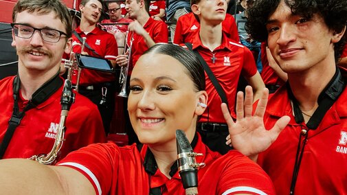 Anissa and fellow Big Red Express members smile for a selfie