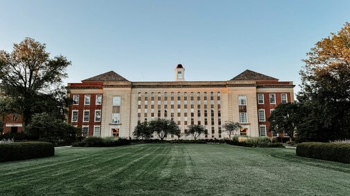 The sun begins to set on Love Library