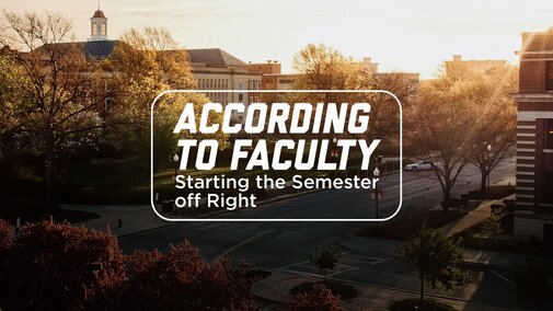 A photo of the sun rising on campus with the following text on top: According to Faculty: Starting the Semester off Right