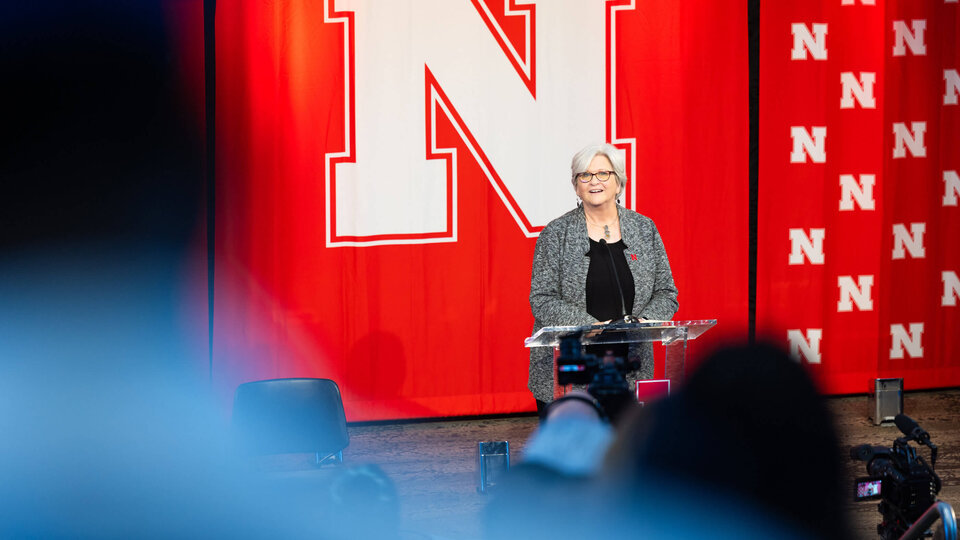 Interim Chancellor Katherine Ankerson speaking at Charter Day 2026