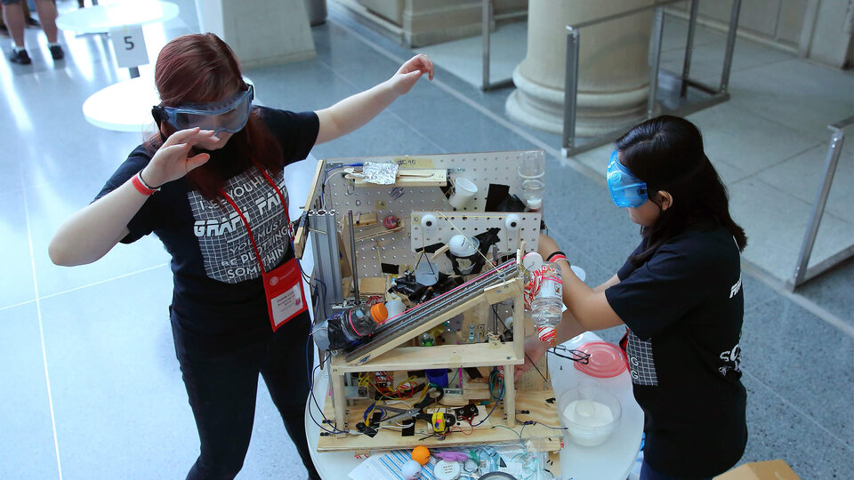 Students working on project at Science Olympiad