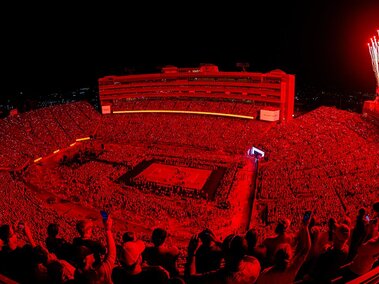 A fireworks, laser and drone light show capped Volleyball Day in Nebraska