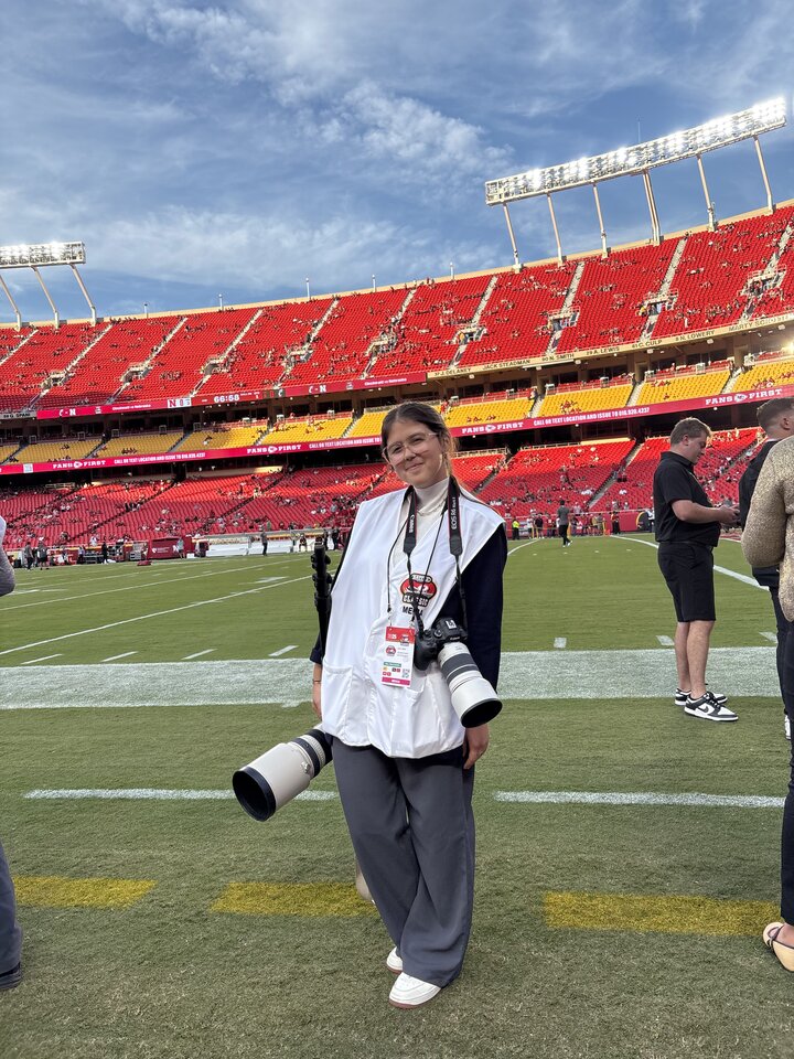 Izzy at Arrowhead Stadium to photograph the opening Husker football game of the 2025 season. 