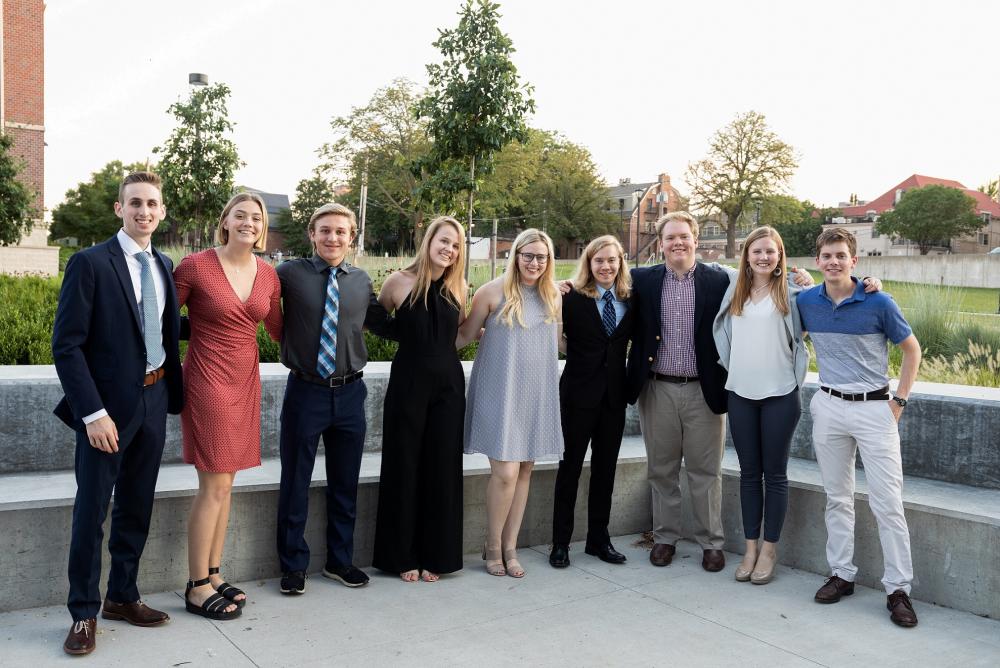 2019 Biomedical REU scholars at the end-of-year banquet.