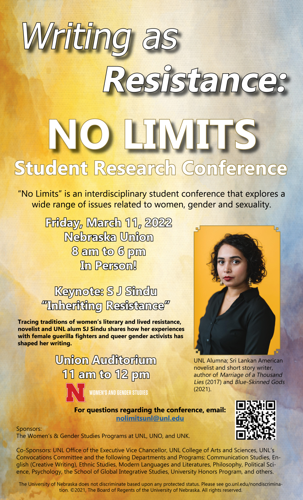 "Writing as Resistance" - No Limits 2022 Student Research Conference is this Friday, March 11th!