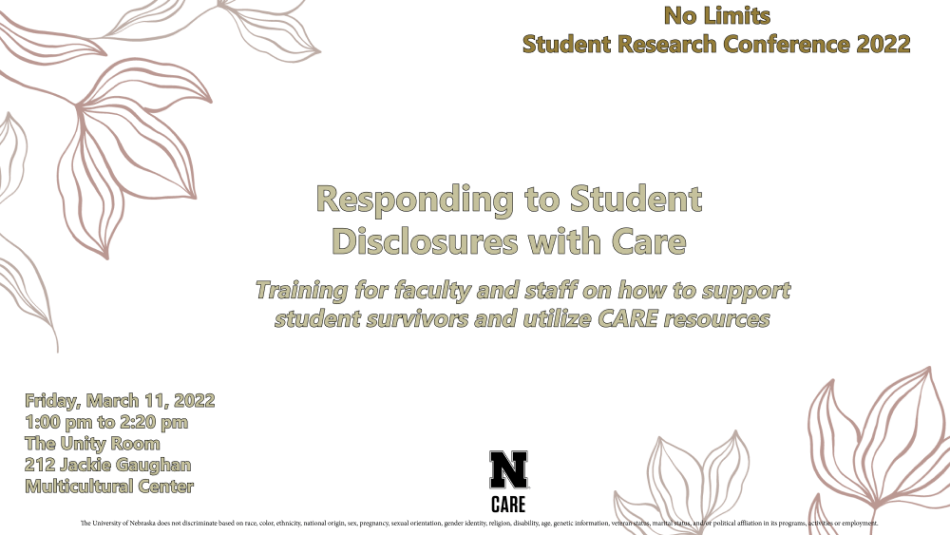 "Responding to Student Disclosures with Care" Workshop Now Available