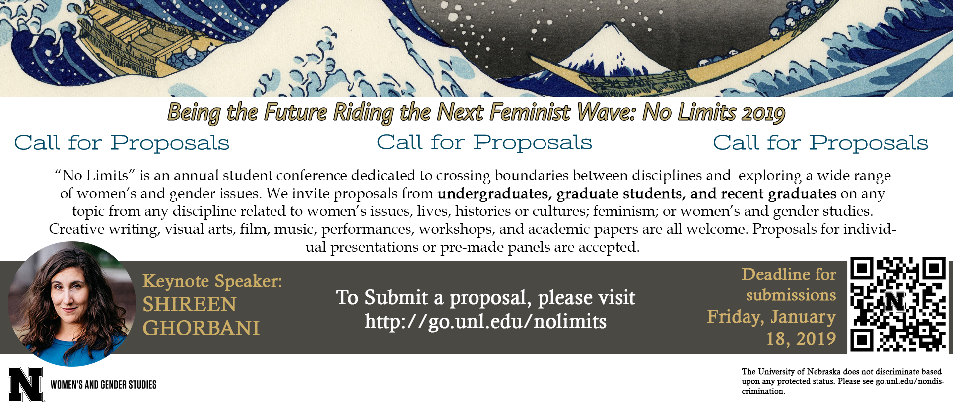 Photo Credit: Women's and Gender Studies No Limits 2019 conference Call for Proposals